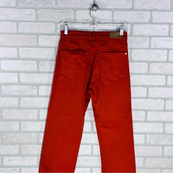 Mavi Barcelona High Rise Wide Leg Raw Hem Jeans in Orange Size 26 - Picture 9 of 10